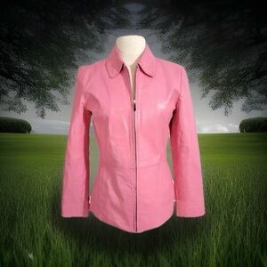 Y2K bubblegum pink Worthington genuine leather jacket